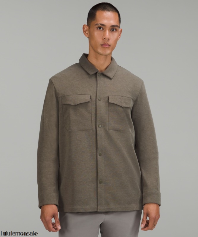 Lululemon Verkauf DELULU624 | Gridliner Fleece-overshirt Melierter Johannisbrotbraun